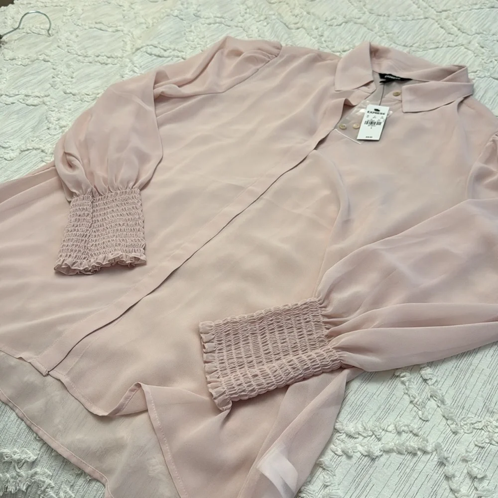 NWT Express Blush Pink Blouse - Size L - Picture 6 of 11
